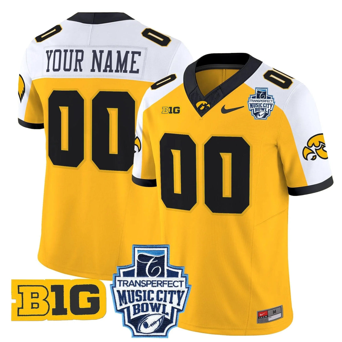Personalized Iowa Hawkeyes 2026 Music City Bowl Vapor Limited Custom Jersey - Gold Alternate Stitched