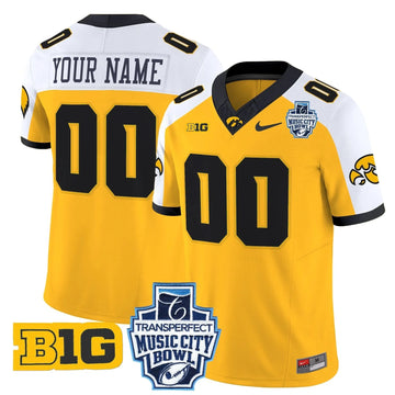Personalized Iowa Hawkeyes 2026 Music City Bowl Vapor Limited Custom Jersey - Gold Alternate Stitched