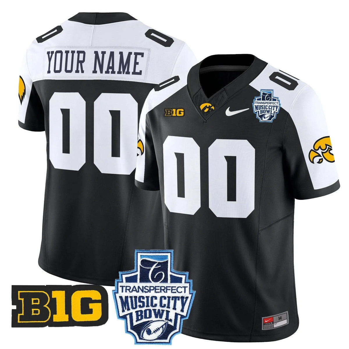 Personalized Iowa Hawkeyes 2026 Music City Bowl Vapor Limited Custom Jersey - Black Alternate Stitched