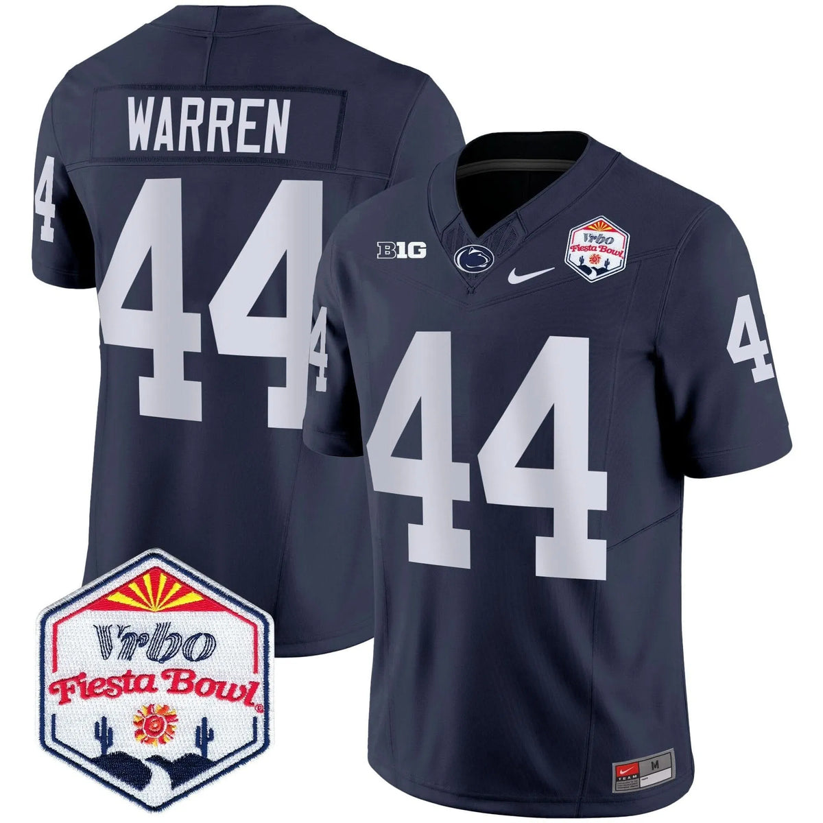Personalized PSU 2026 The Fiesta Bowl Patch Vapor Limited Jersey - Navy / Tyler Warren Stitched