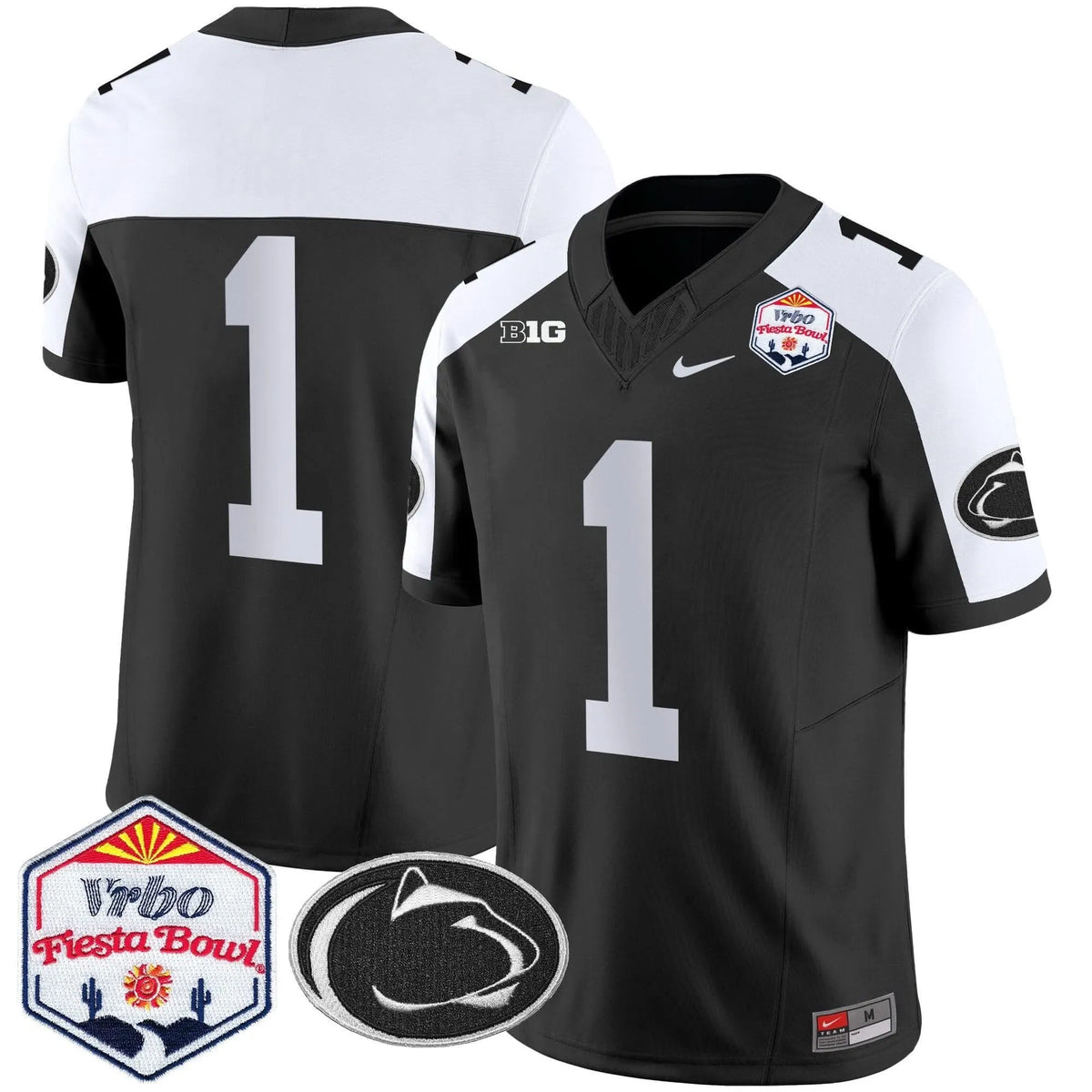 Personalized PSU 2026 The Fiesta Bowl Patch Vapor Limited Jersey - Black Alternate / #1 Team Stitched
