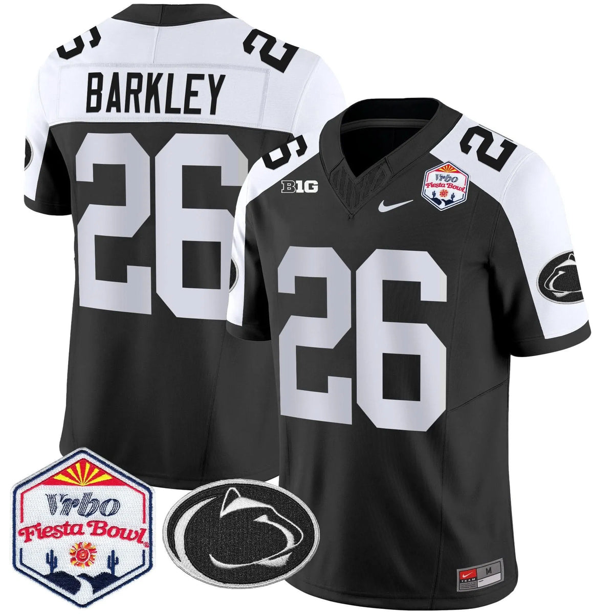 Personalized PSU 2026 The Fiesta Bowl Patch Vapor Limited Jersey - Black Alternate / Saquon Barkley Stitched