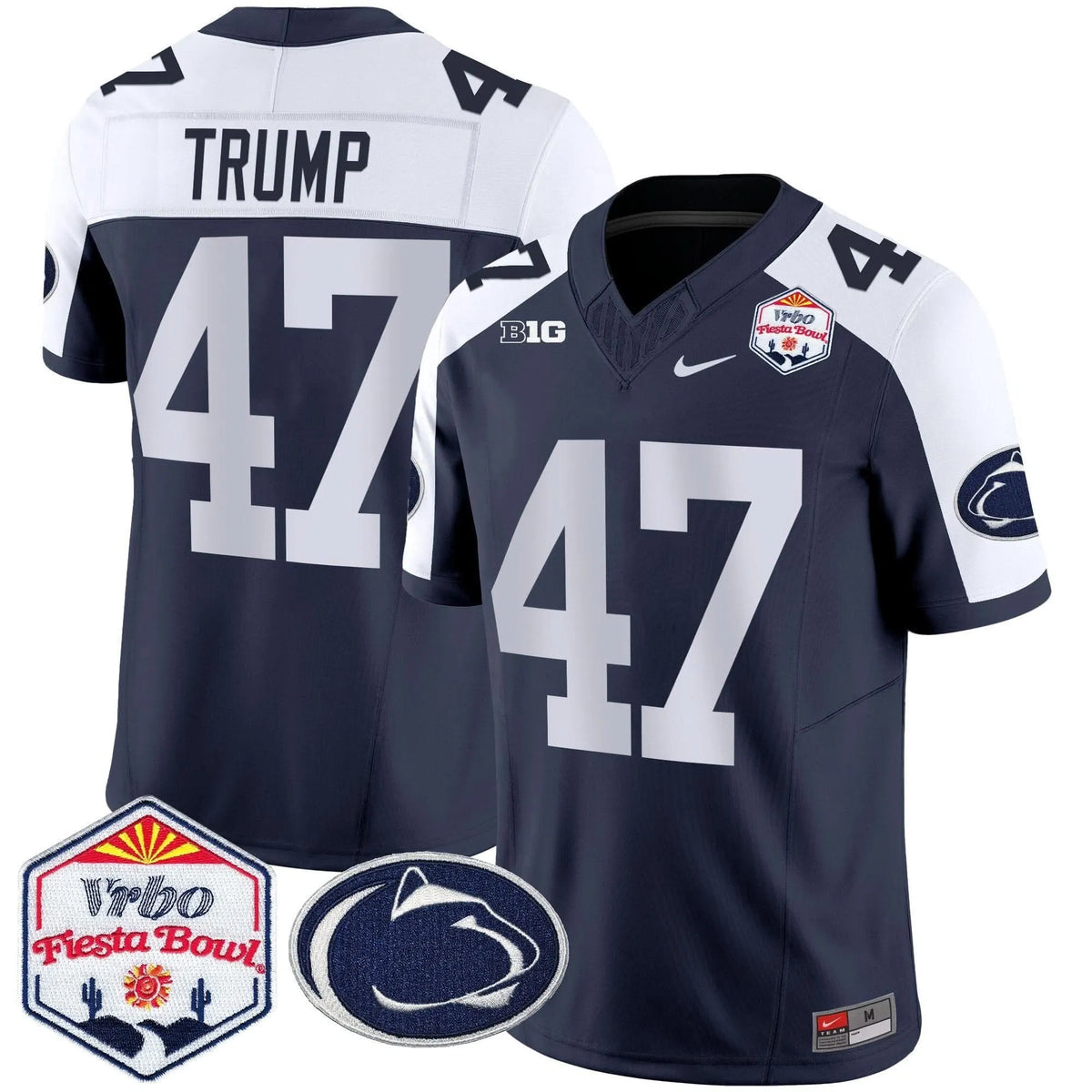 Personalized PSU 2026 The Fiesta Bowl Patch Vapor Limited Jersey - Navy Alternate / Trump Stitched