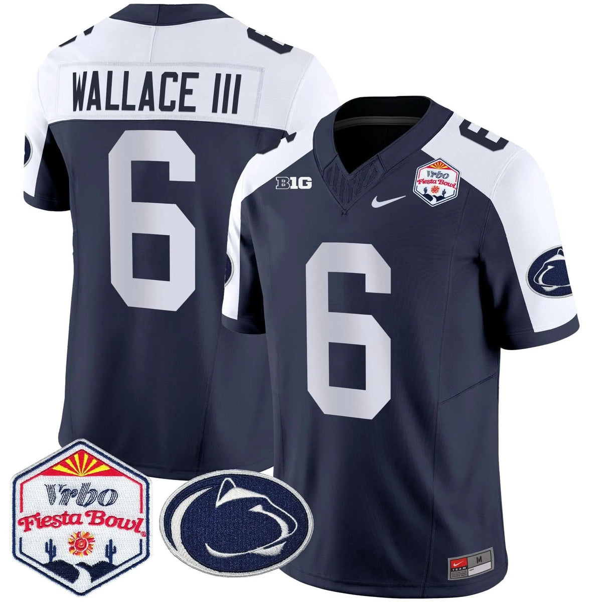 Personalized PSU 2026 The Fiesta Bowl Patch Vapor Limited Jersey - Navy Alternate / Harrison Wallace III Stitched
