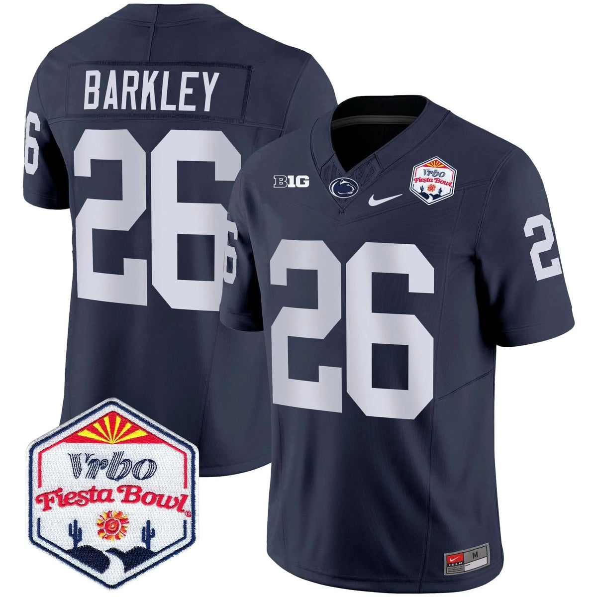 Personalized PSU 2026 The Fiesta Bowl Patch Vapor Limited Jersey - Navy / Saquon Barkley Stitched