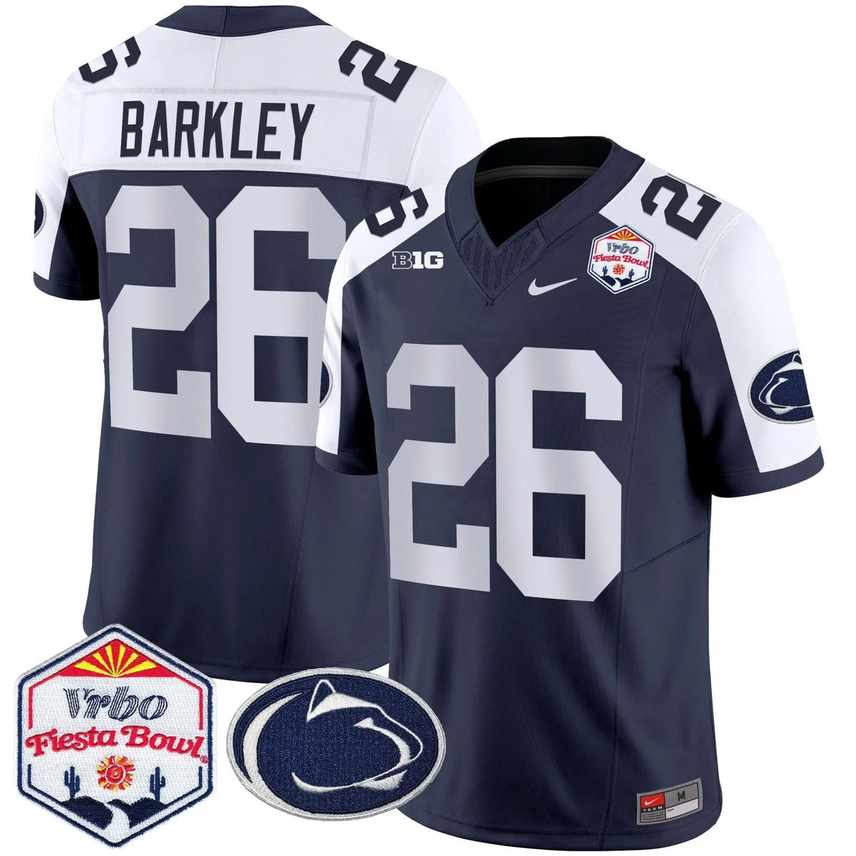 Personalized PSU 2026 The Fiesta Bowl Patch Vapor Limited Jersey - Navy Alternate / Saquon Barkley Stitched