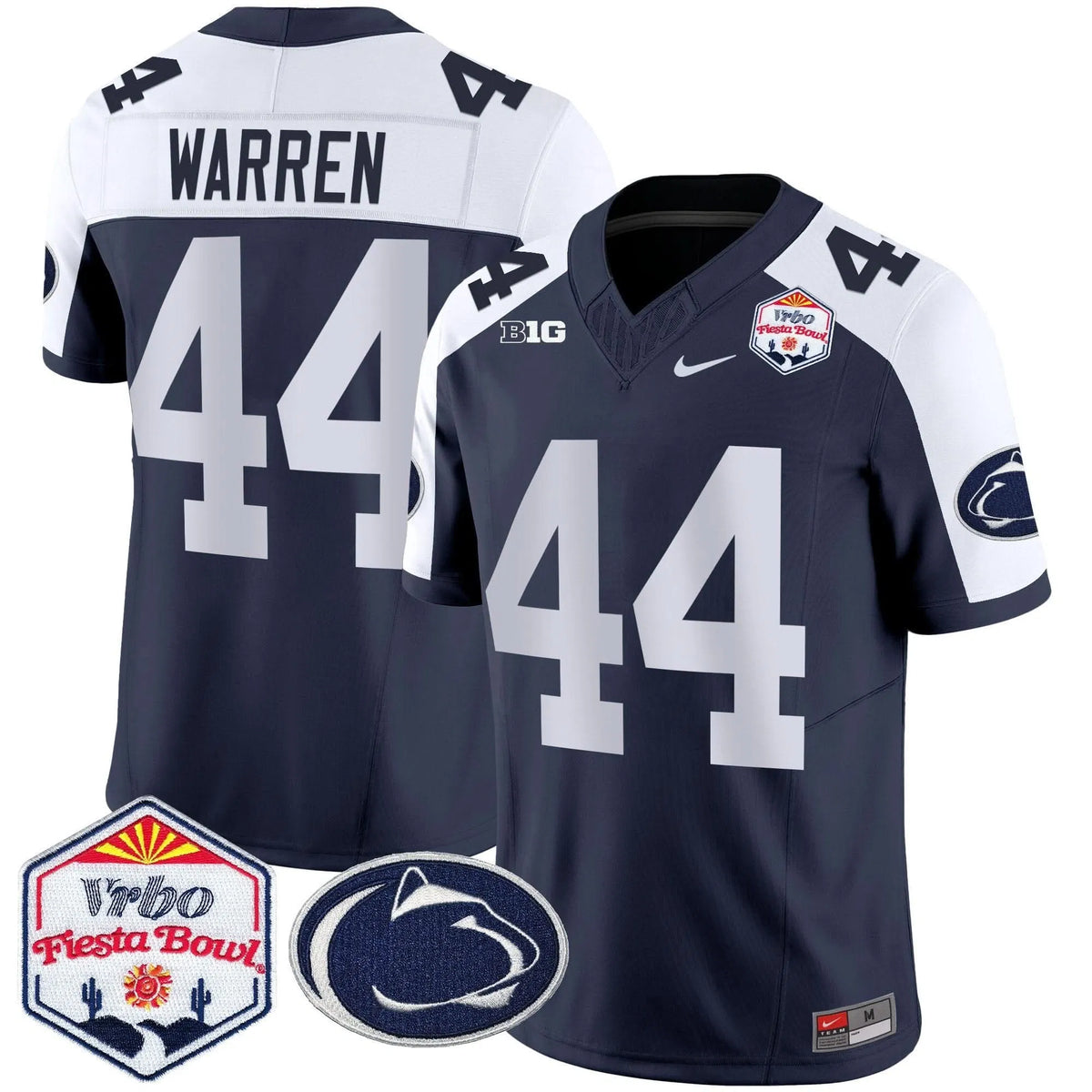 Personalized PSU 2026 The Fiesta Bowl Patch Vapor Limited Jersey - Navy Alternate / Tyler Warren Stitched