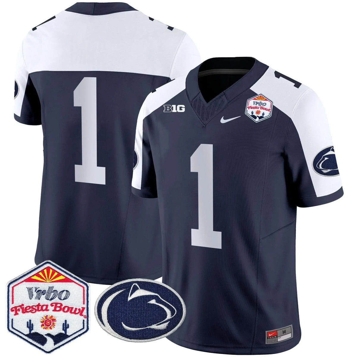 Personalized PSU 2026 The Fiesta Bowl Patch Vapor Limited Jersey - Navy Alternate / #1 Team Stitched