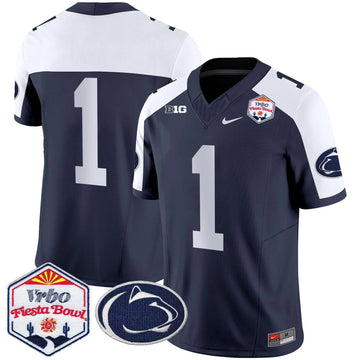 Personalized PSU 2026 The Fiesta Bowl Patch Vapor Limited Jersey - Navy Alternate / #1 Team Stitched