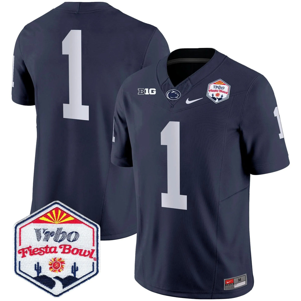 Personalized PSU 2026 The Fiesta Bowl Patch Vapor Limited Jersey - Navy / #1 Team Stitched