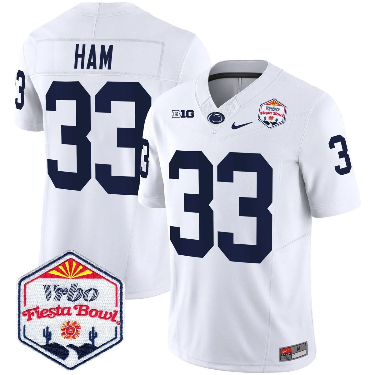 Personalized PSU 2026 The Fiesta Bowl Patch Vapor Limited Jersey - White / Jack Ham Stitched