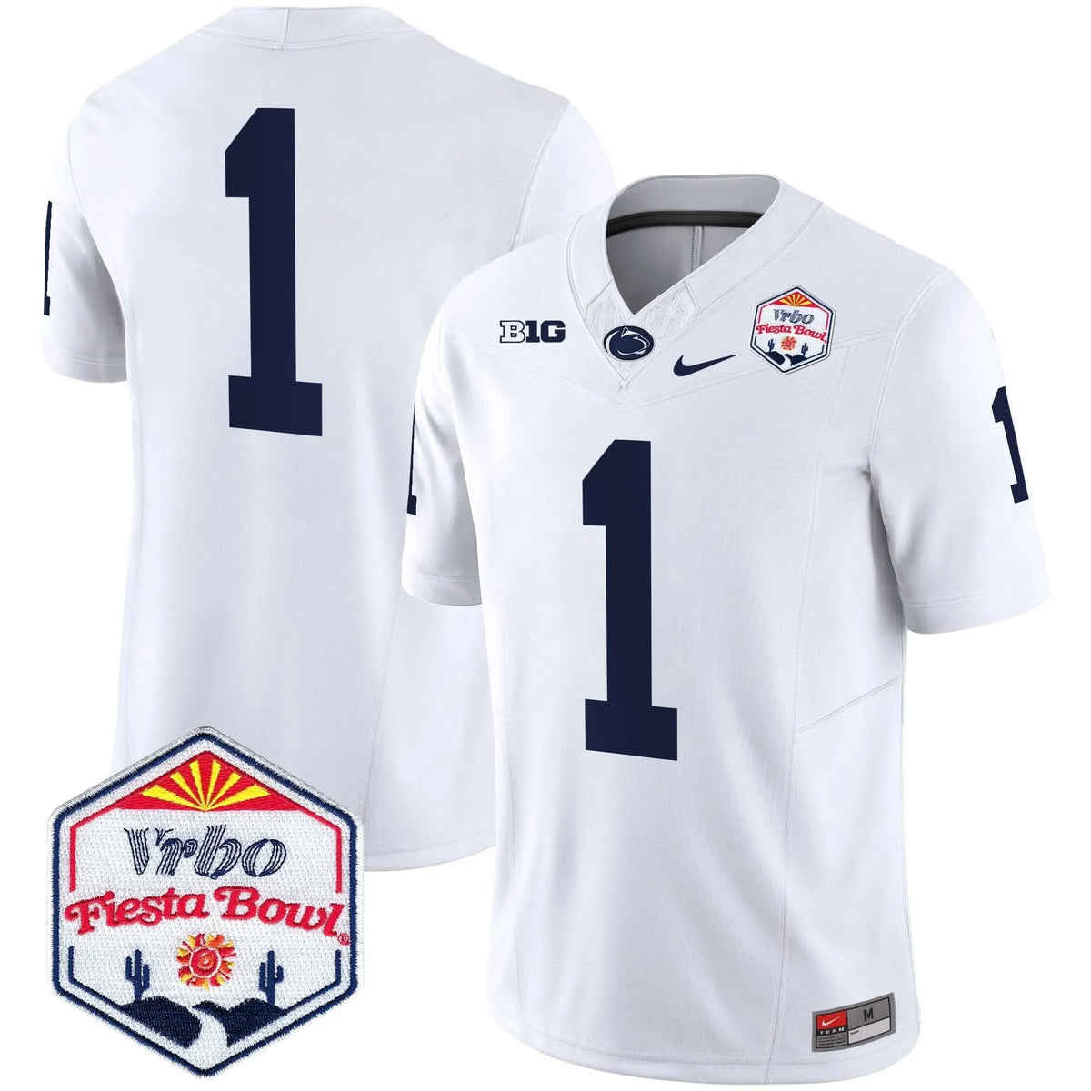Personalized PSU 2026 The Fiesta Bowl Patch Vapor Limited Jersey - White / #1 Team Stitched