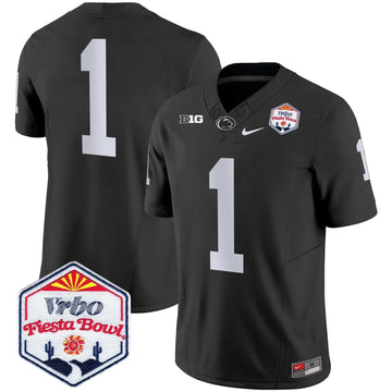 Personalized PSU 2026 The Fiesta Bowl Patch Vapor Limited Jersey - Black / #1 Team Stitched