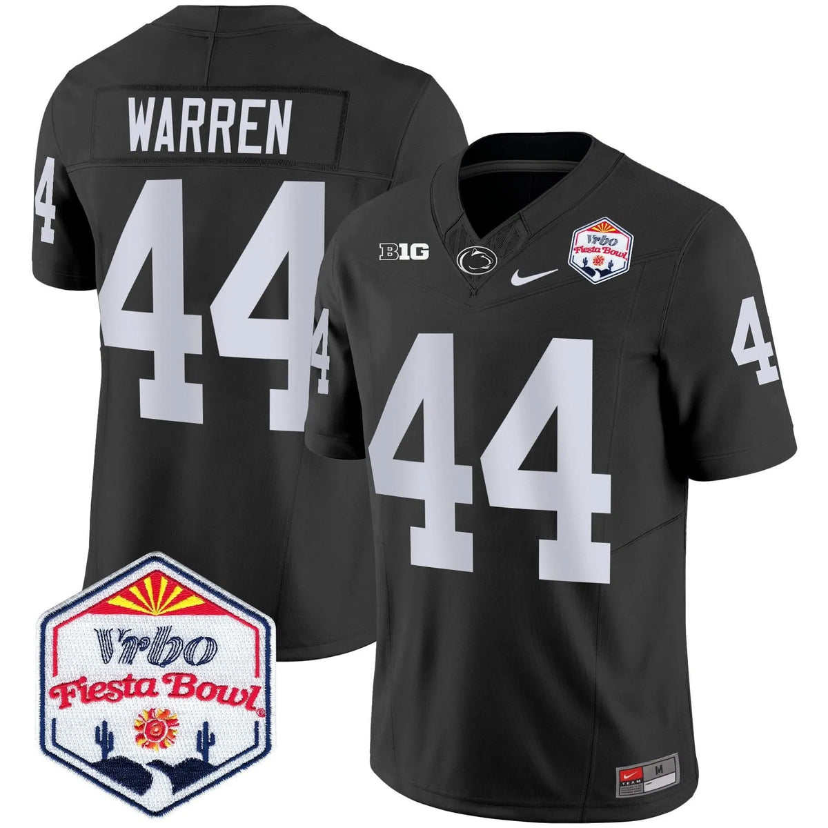 Personalized PSU 2026 The Fiesta Bowl Patch Vapor Limited Jersey - Black / Tyler Warren Stitched