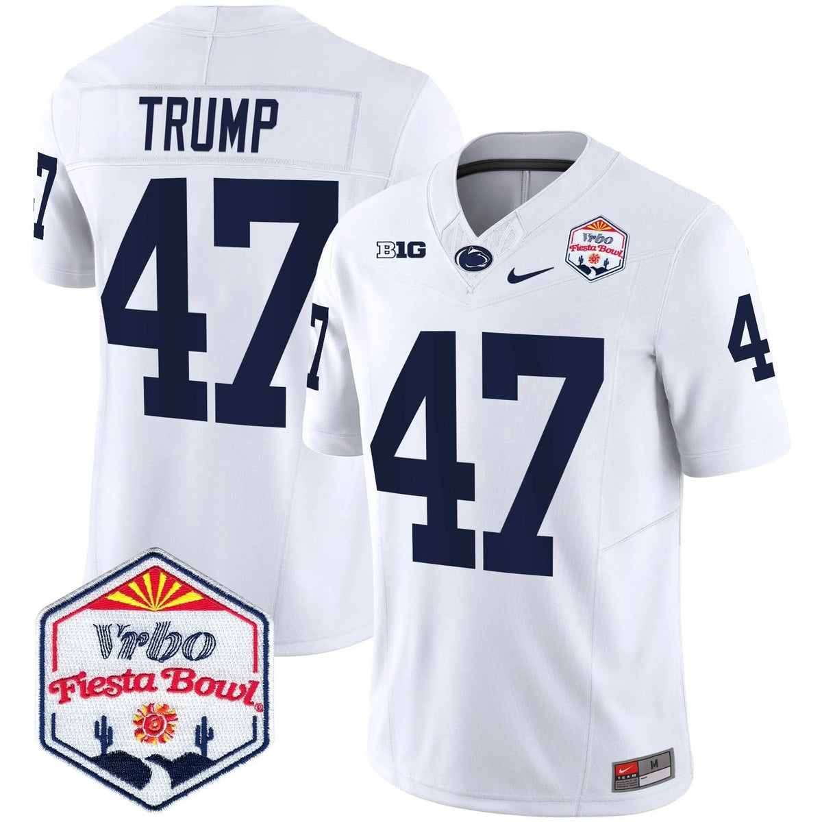 Personalized PSU 2026 The Fiesta Bowl Patch Vapor Limited Jersey - White / Trump Stitched