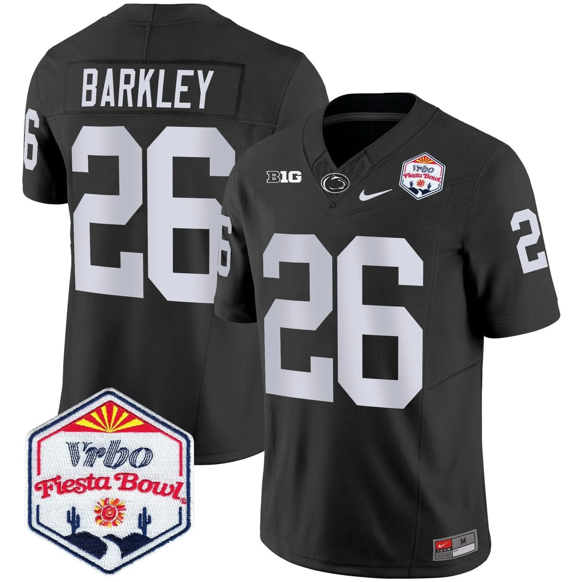 Personalized PSU 2026 The Fiesta Bowl Patch Vapor Limited Jersey - Black / Saquon Barkley Stitched