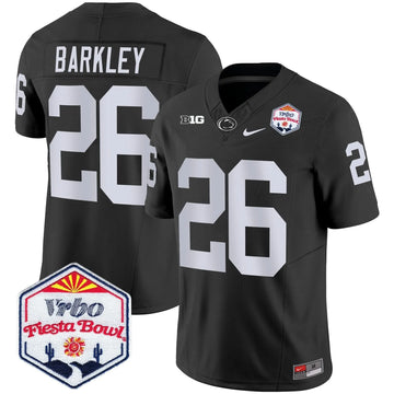 Personalized PSU 2026 The Fiesta Bowl Patch Vapor Limited Jersey - Black / Saquon Barkley Stitched