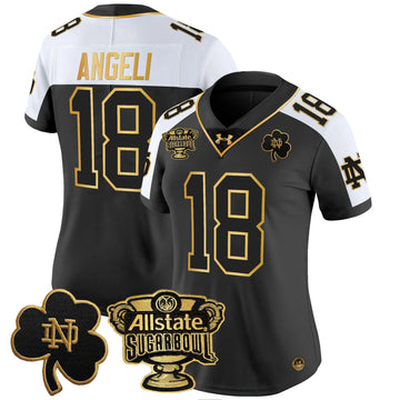 Personalized Women's NDFI 2026 Sugar Bowl Gold Patch Vapor Limited Jersey - Stitched - Alternate / Steve Angeli Stitched