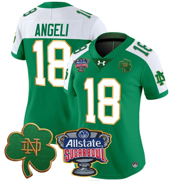 Personalized Women's NDFI 2026 Sugar Bowl Patch Vapor Limited Jersey - Stitched - Green Alternate / Steve Angeli Stitched