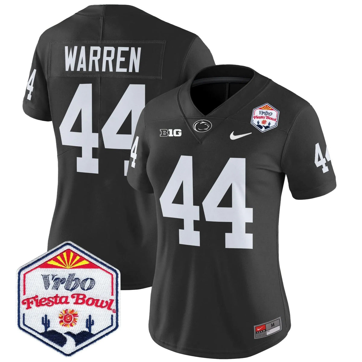 Personalized Women's PSU 2026 The Fiesta Bowl Patch Vapor Limited Jersey - Stitched - Black / Tyler Warren Stitched