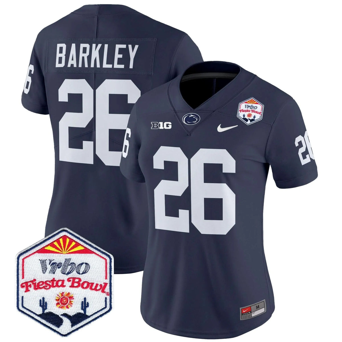 Personalized Women's PSU 2026 The Fiesta Bowl Patch Vapor Limited Jersey - Stitched - Navy / Saquon Barkley Stitched