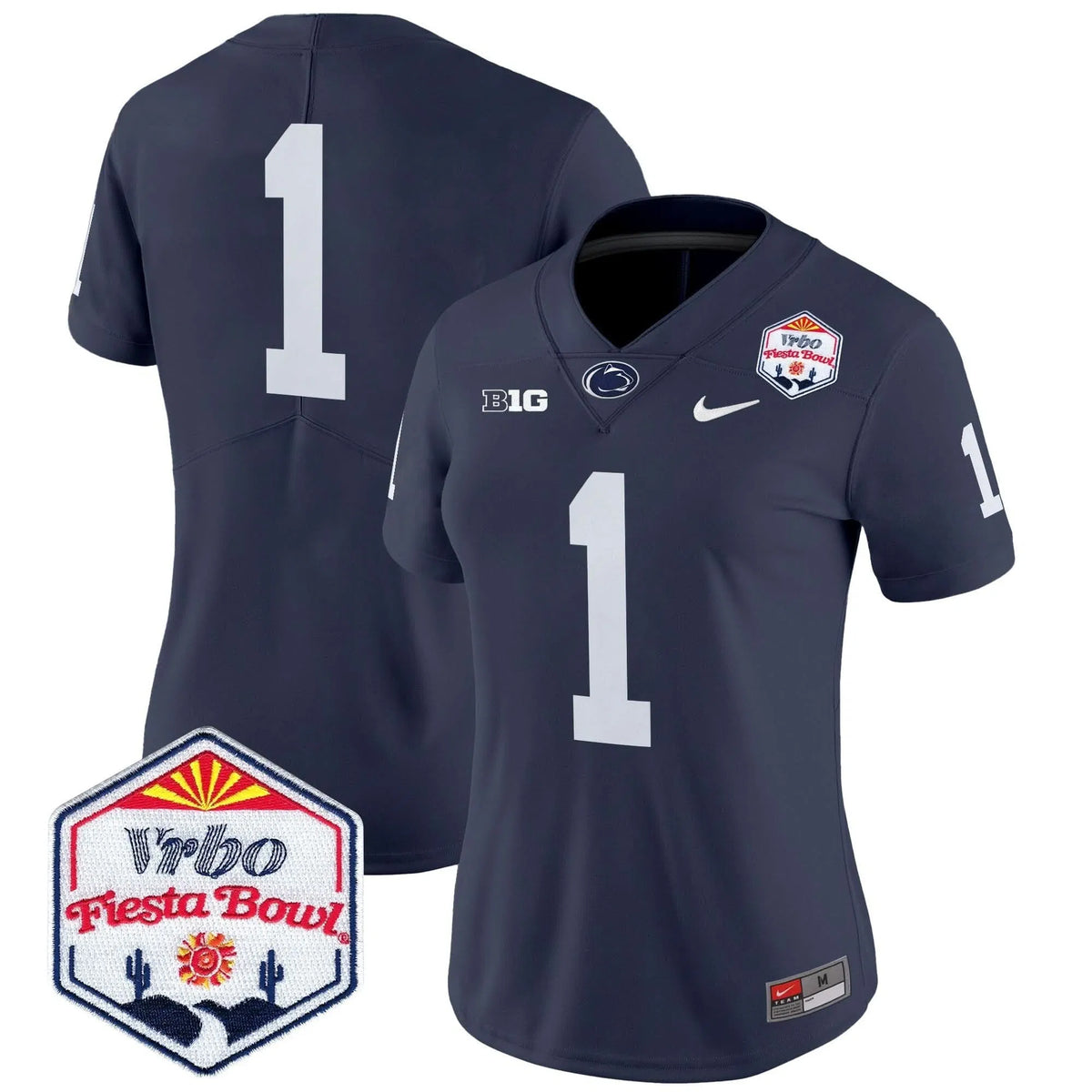 Personalized Women's PSU 2026 The Fiesta Bowl Patch Vapor Limited Jersey - Stitched - Navy / #1 Team Stitched