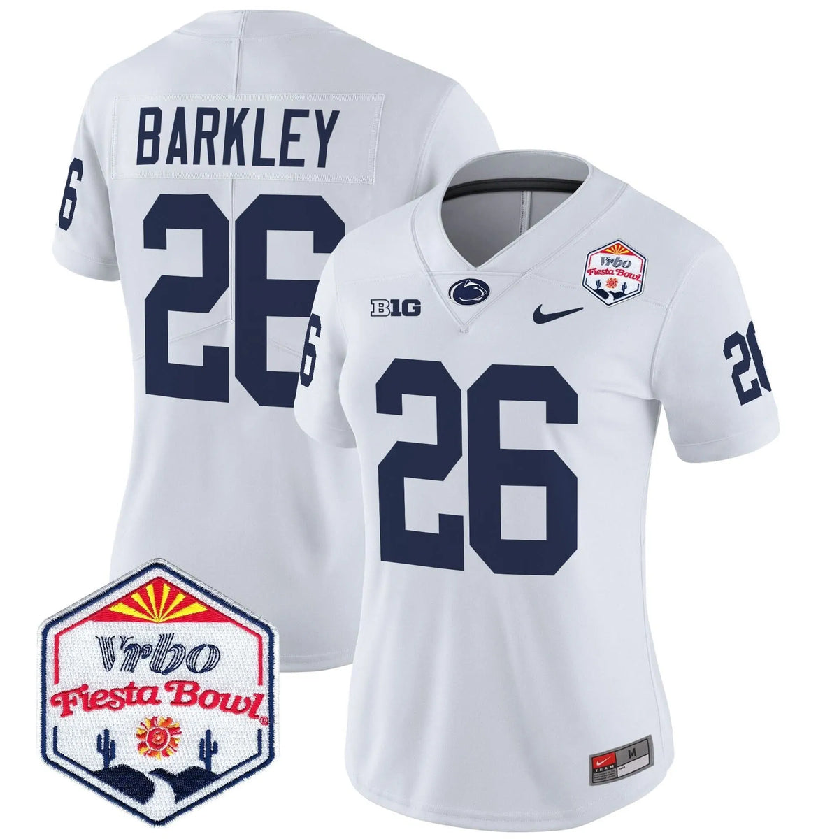 Personalized Women's PSU 2026 The Fiesta Bowl Patch Vapor Limited Jersey - Stitched - White / Saquon Barkley Stitched