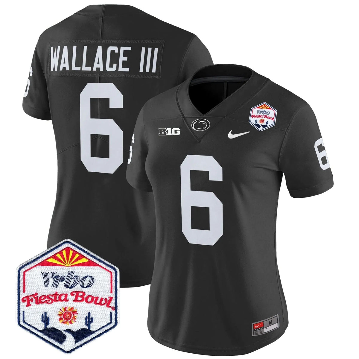 Personalized Women's PSU 2026 The Fiesta Bowl Patch Vapor Limited Jersey - Stitched - Black / Harrison Wallace III Stitched