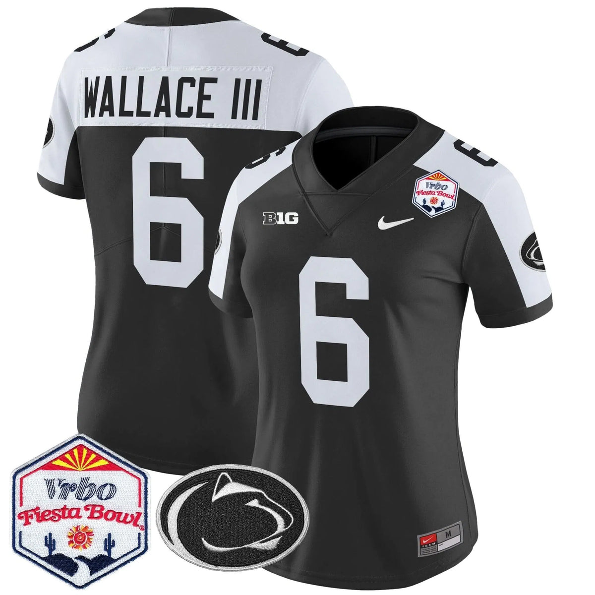 Personalized Women's PSU 2026 The Fiesta Bowl Patch Vapor Limited Jersey - Stitched - Black Alternate / Harrison Wallace III Stitched