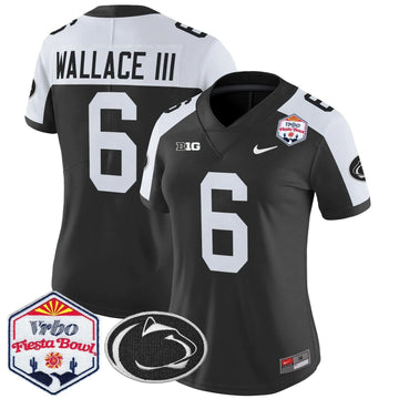 Personalized Women's PSU 2026 The Fiesta Bowl Patch Vapor Limited Jersey - Stitched - Black Alternate / Harrison Wallace III Stitched