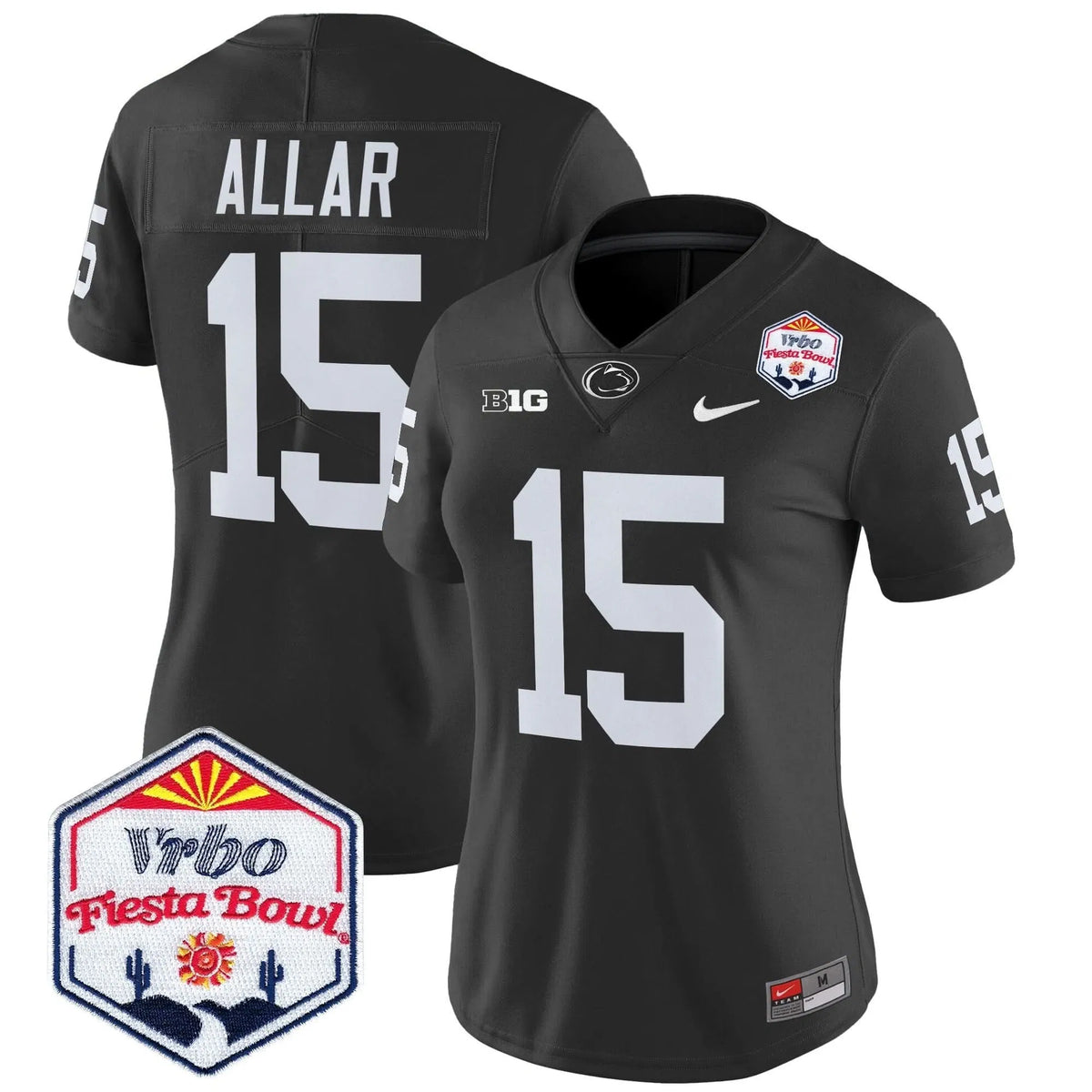 Personalized Women's PSU 2026 The Fiesta Bowl Patch Vapor Limited Jersey - Stitched - Black / Drew Allar Stitched