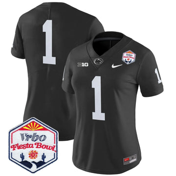 Personalized Women's PSU 2026 The Fiesta Bowl Patch Vapor Limited Jersey - Stitched - Black / #1 Team Stitched