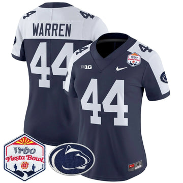 Personalized Women's PSU 2026 The Fiesta Bowl Patch Vapor Limited Jersey - Stitched - Navy Alternate / Tyler Warren Stitched