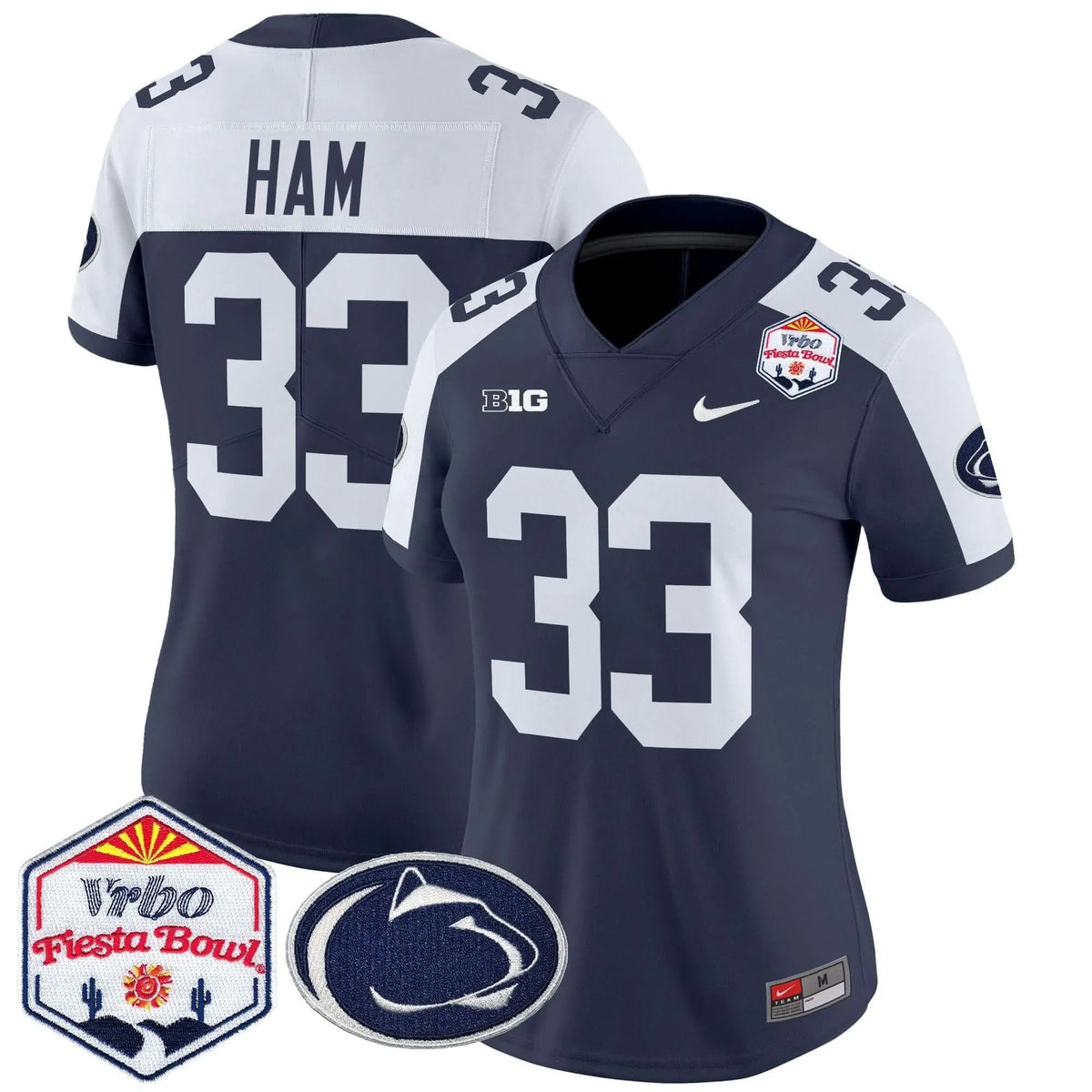 Personalized Women's PSU 2026 The Fiesta Bowl Patch Vapor Limited Jersey - Stitched - Navy Alternate / Jack Ham Stitched