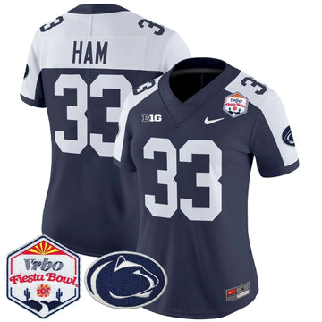 Personalized Women's PSU 2026 The Fiesta Bowl Patch Vapor Limited Jersey - Stitched - Navy Alternate / Jack Ham Stitched