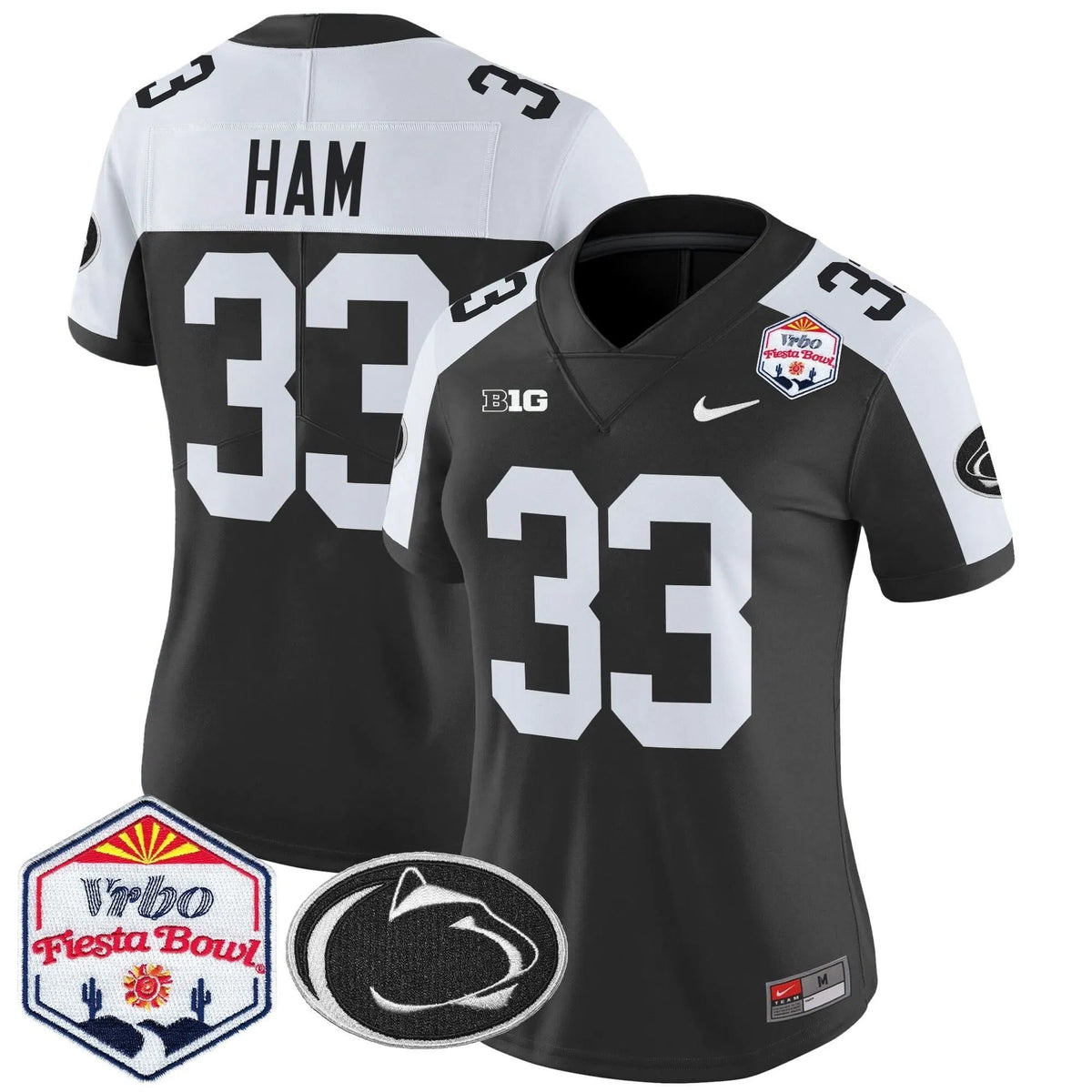 Personalized Women's PSU 2026 The Fiesta Bowl Patch Vapor Limited Jersey - Stitched - Black Alternate / Jack Ham Stitched
