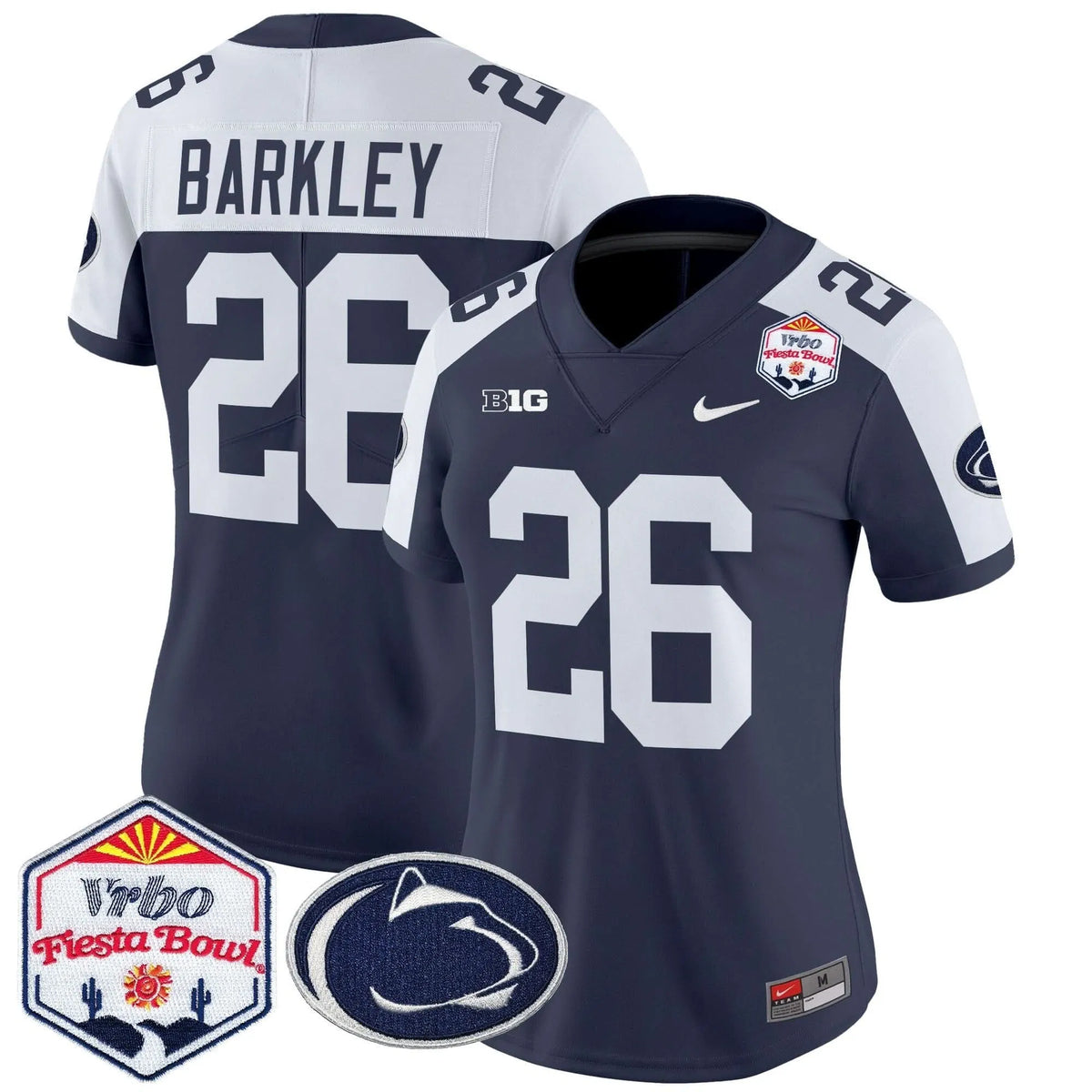 Personalized Women's PSU 2026 The Fiesta Bowl Patch Vapor Limited Jersey - Stitched - Navy Alternate / Saquon Barkley Stitched