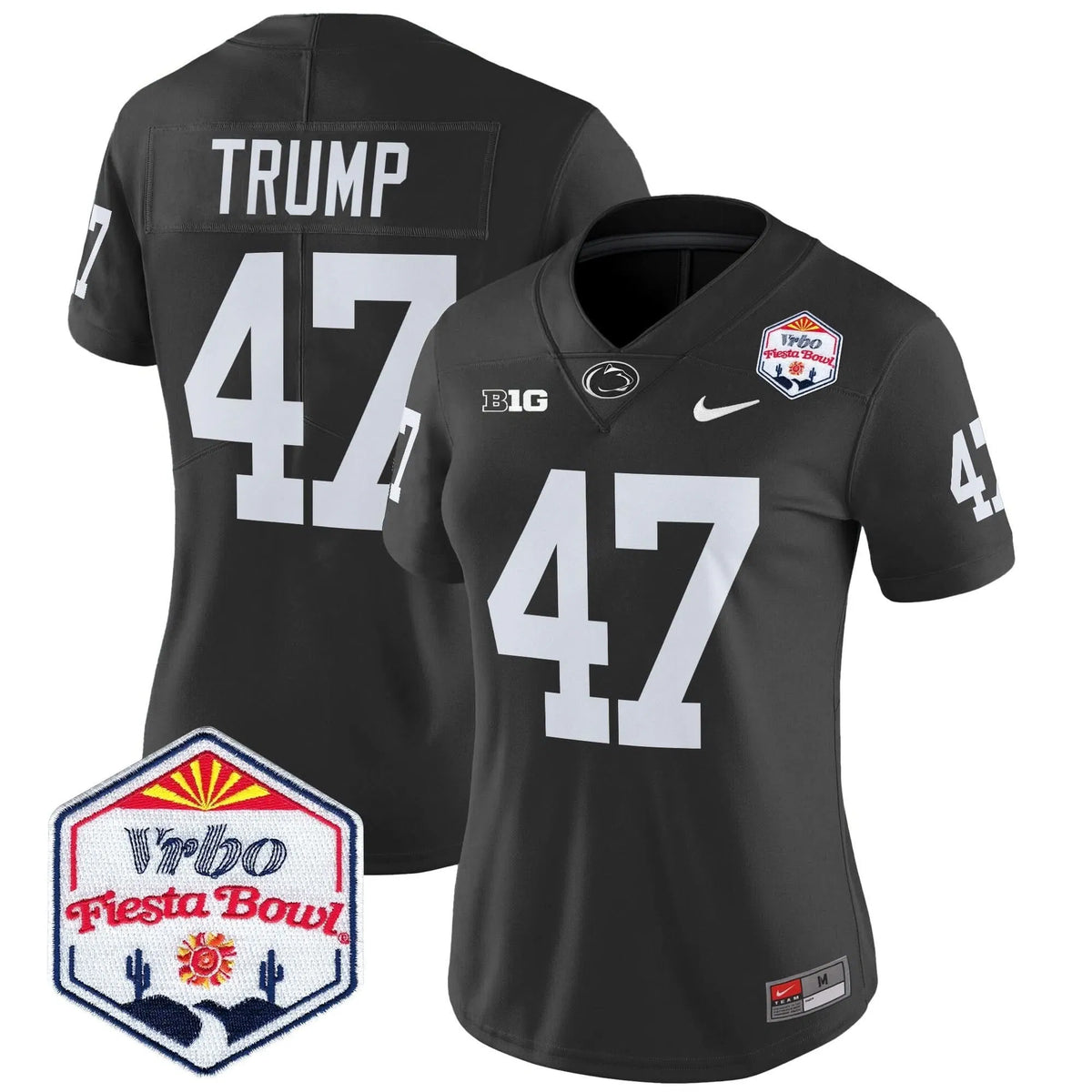 Personalized Women's PSU 2026 The Fiesta Bowl Patch Vapor Limited Jersey - Stitched - Black / Trump Stitched