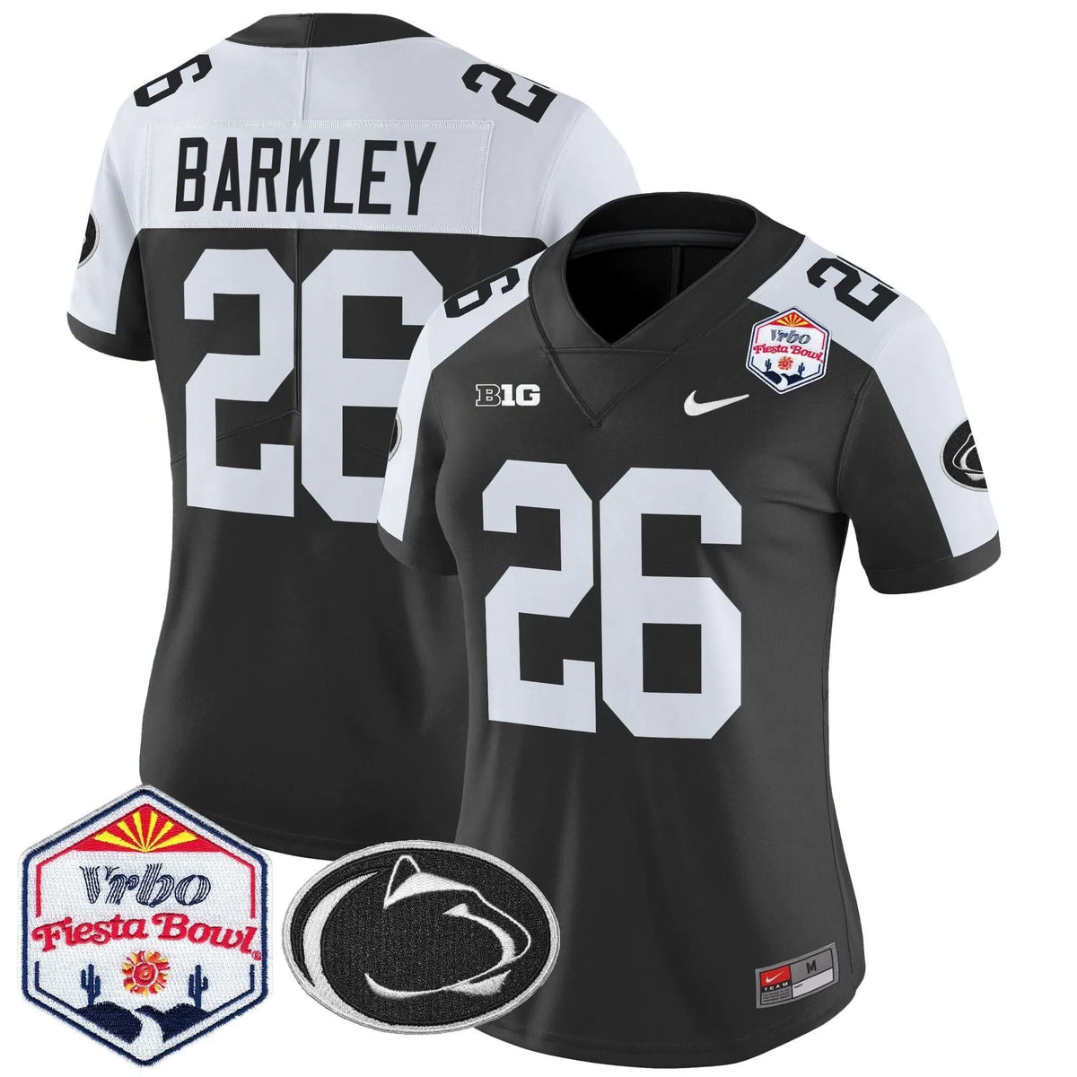 Personalized Women's PSU 2026 The Fiesta Bowl Patch Vapor Limited Jersey - Stitched - Black Alternate / Saquon Barkley Stitched