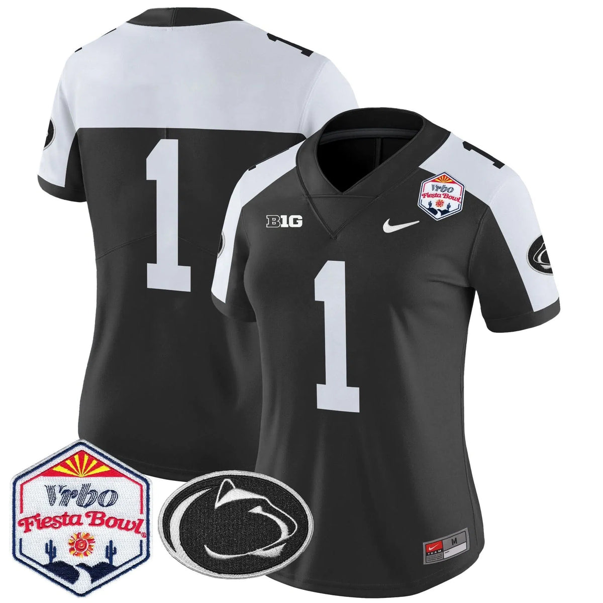 Personalized Women's PSU 2026 The Fiesta Bowl Patch Vapor Limited Jersey - Stitched - Black Alternate / #1 Team Stitched
