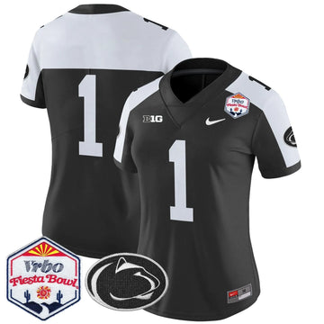 Personalized Women's PSU 2026 The Fiesta Bowl Patch Vapor Limited Jersey - Stitched - Black Alternate / #1 Team Stitched