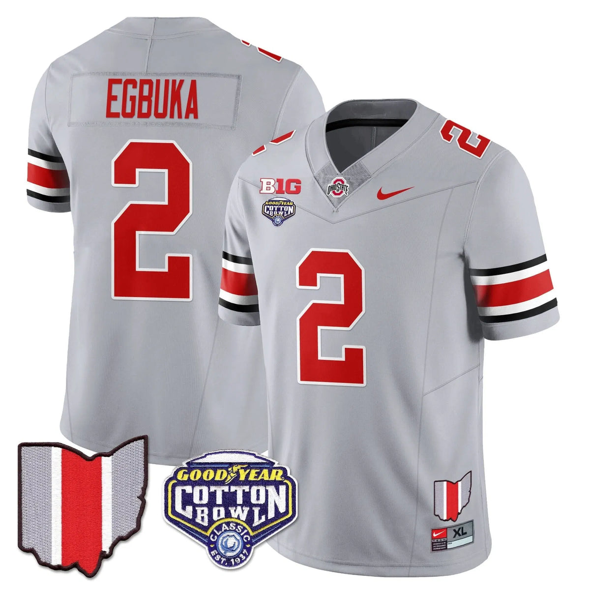 Personalized OSB 2026 Cotton Bowl Classic Jersey - Gray / Emeka Egbuka Stitched