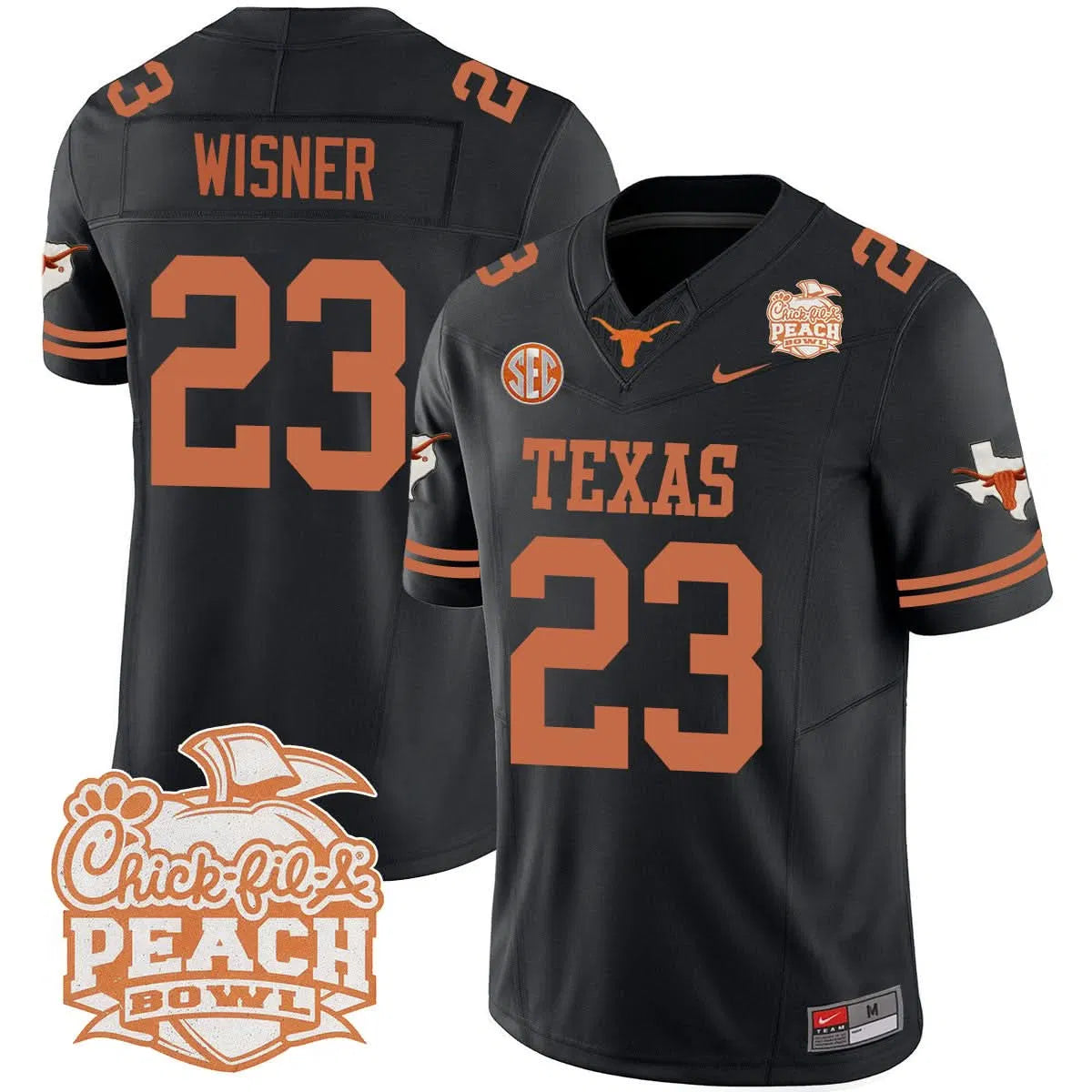Personalized TL 2026 Peach Bowl Jersey - Quintrevion Wisner / Black Stitched