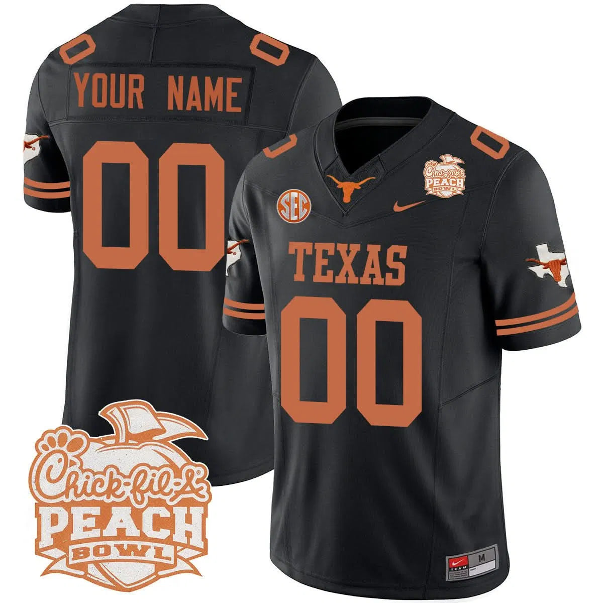 Personalized Custom TL 2026 Peach Bowl Jersey - Black Stitched