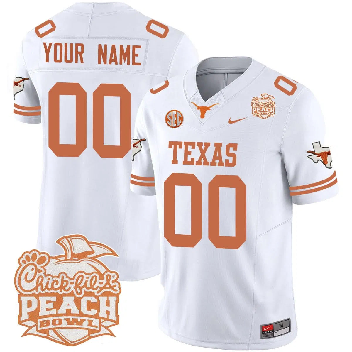 Personalized Custom TL 2026 Peach Bowl Jersey - White Stitched