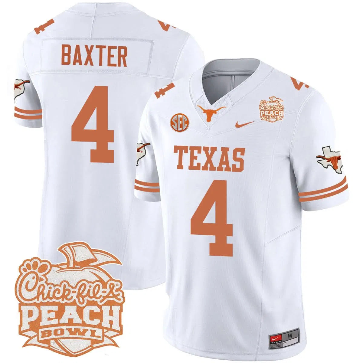 Personalized TL 2026 Peach Bowl Jersey - CJ Baxter / White Stitched