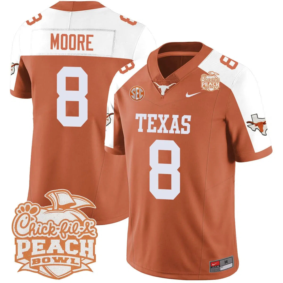 Personalized TL 2026 Peach Bowl Jersey - Trey Moore / Orange Alternate Stitched