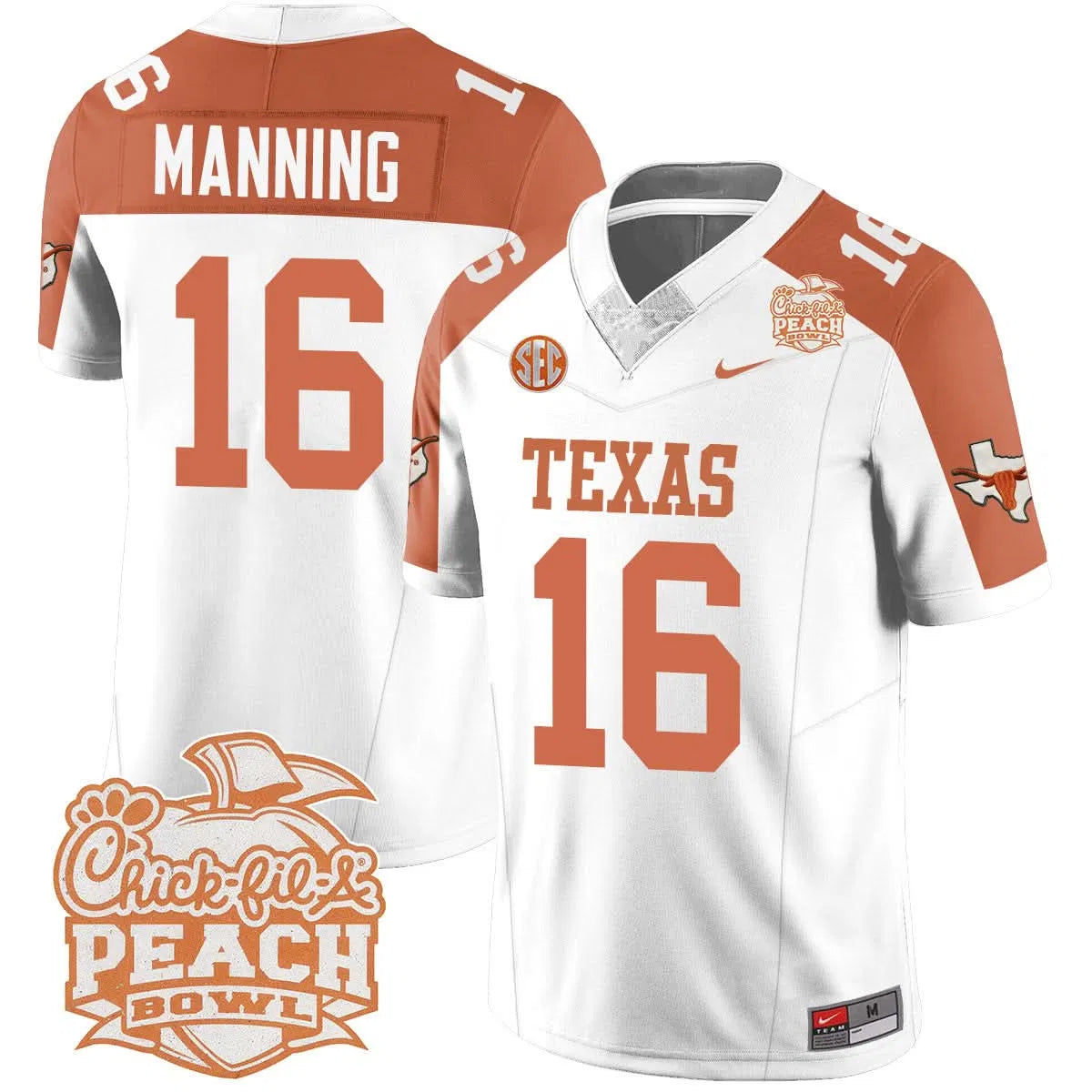 Personalized TL 2026 Peach Bowl Jersey - Arch Manning / Inverted Stitched