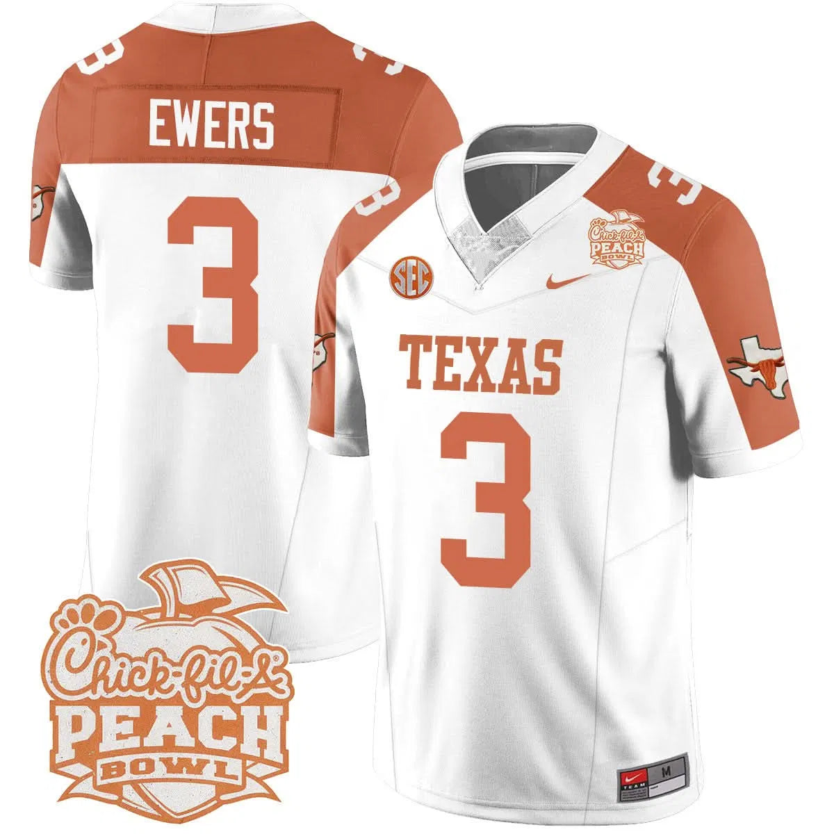 Personalized TL 2026 Peach Bowl Jersey - Quinn Ewers / Inverted Stitched
