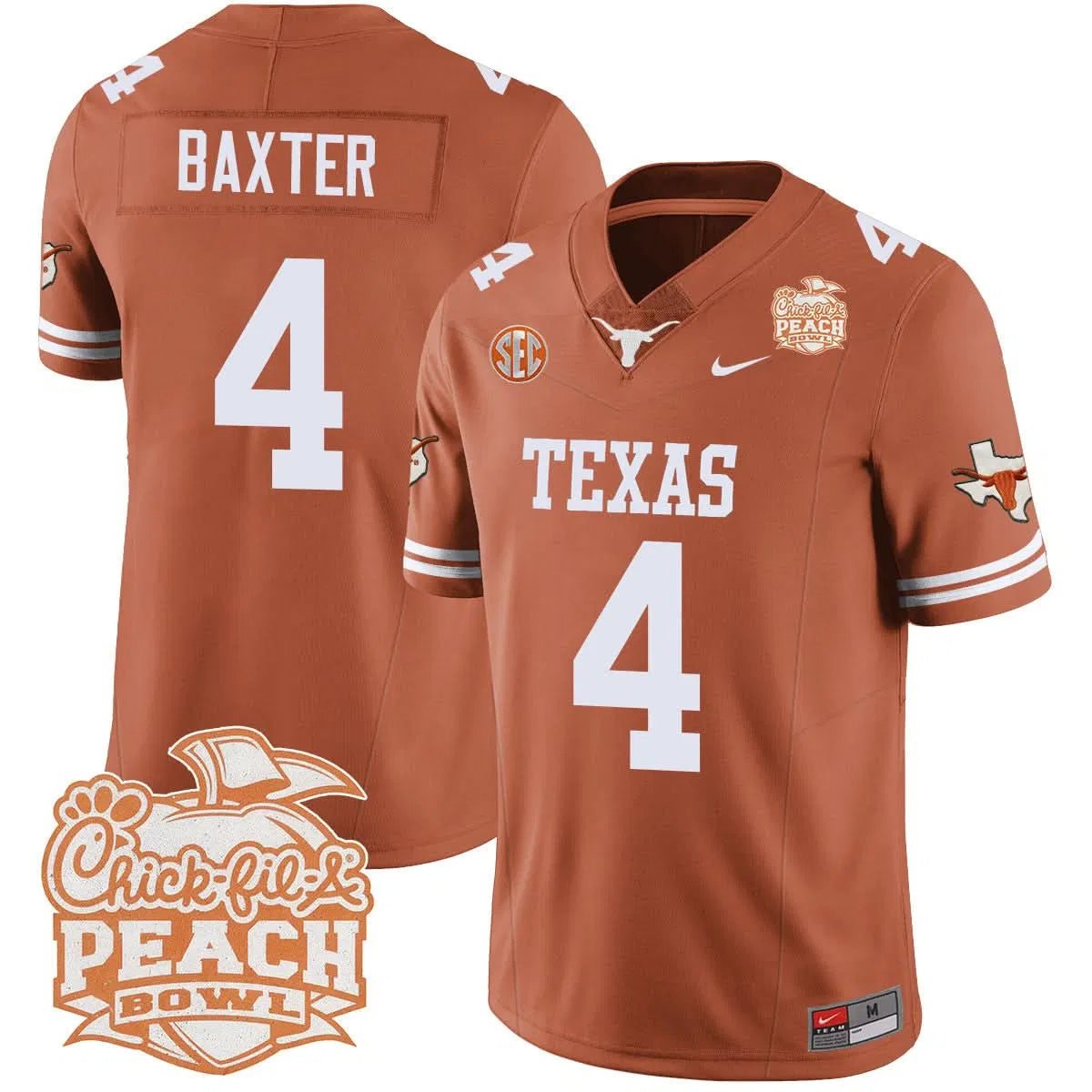 Personalized TL 2026 Peach Bowl Jersey - CJ Baxter / Orange Stitched